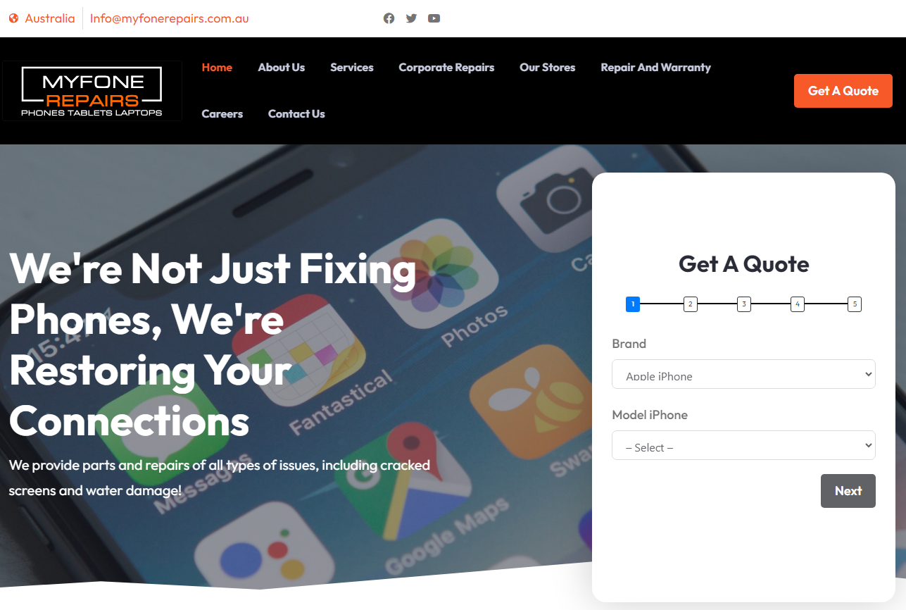 MyFoneRepairs website