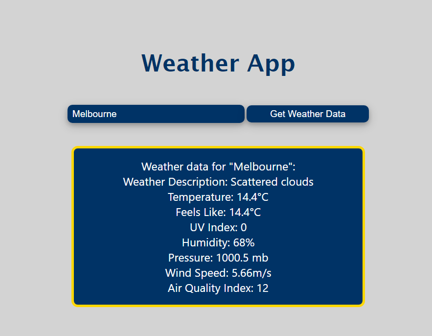 Weather app screenshot